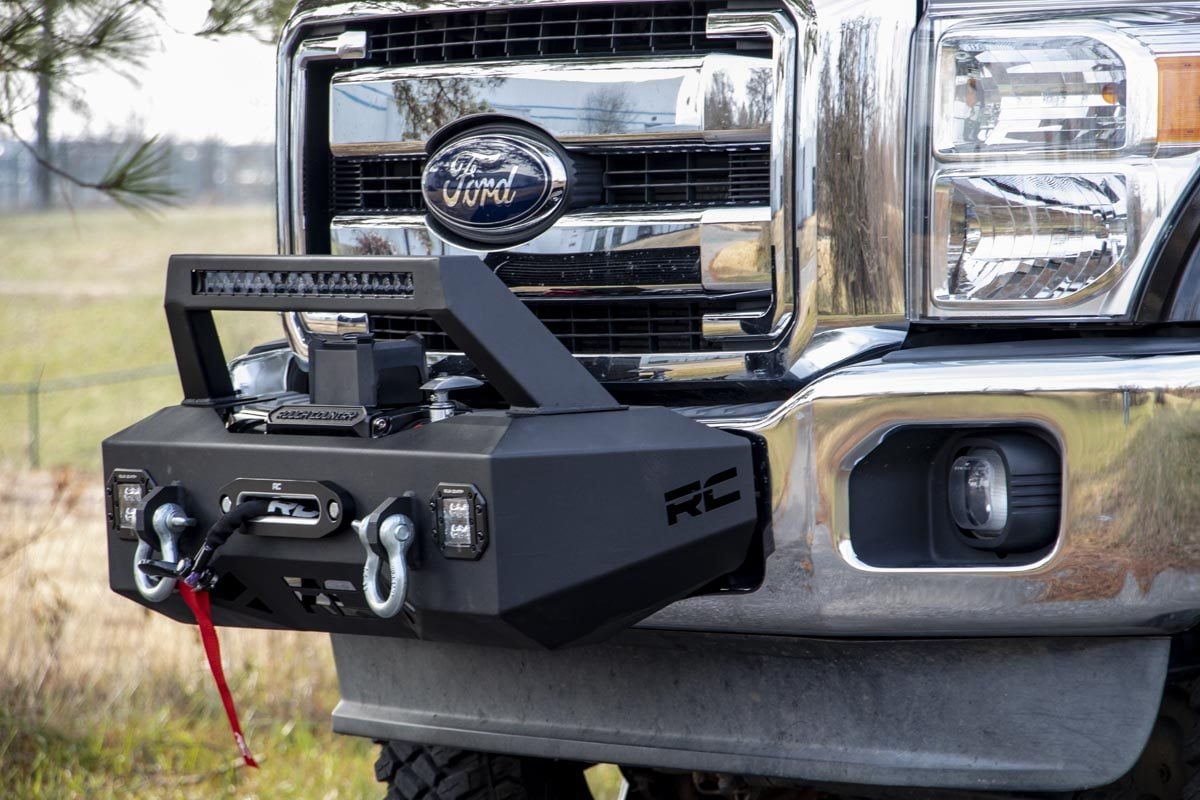 Ford F-250 Super Duty Winch Mount Kit - Rough Country - EXO - Black - '11-'16